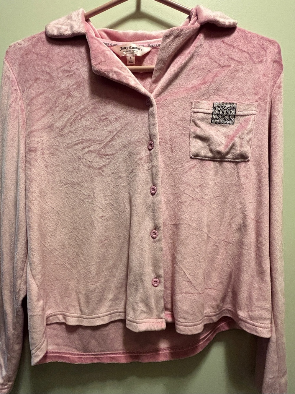 Juicy Couture Fuzzy Fleece button up sleep top